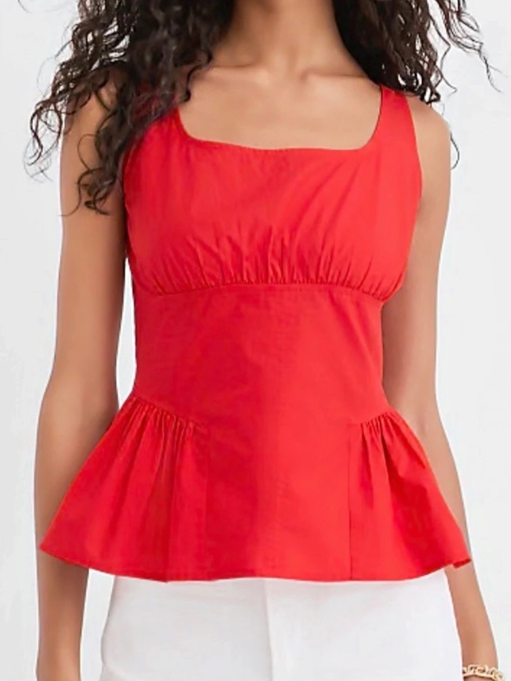 LOFT Ponte Peplum Tank Top Red Size 6 NWT